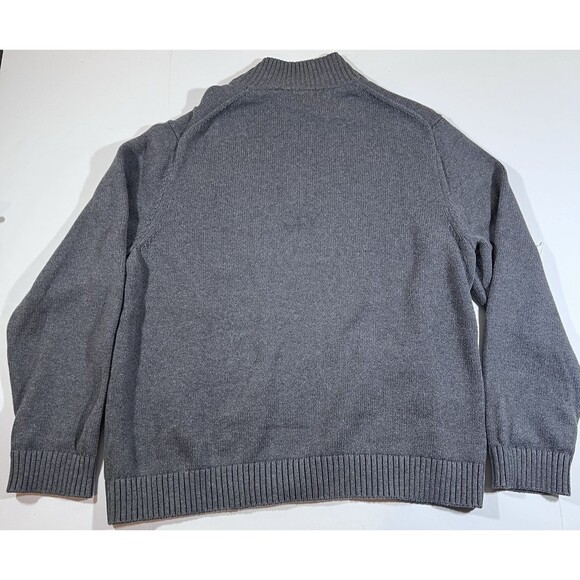 LL Bean 1/4 Zip Grey Cotton Knit Mock Neck Pullover Sweater Men's Size XL - Picture 8 of 8